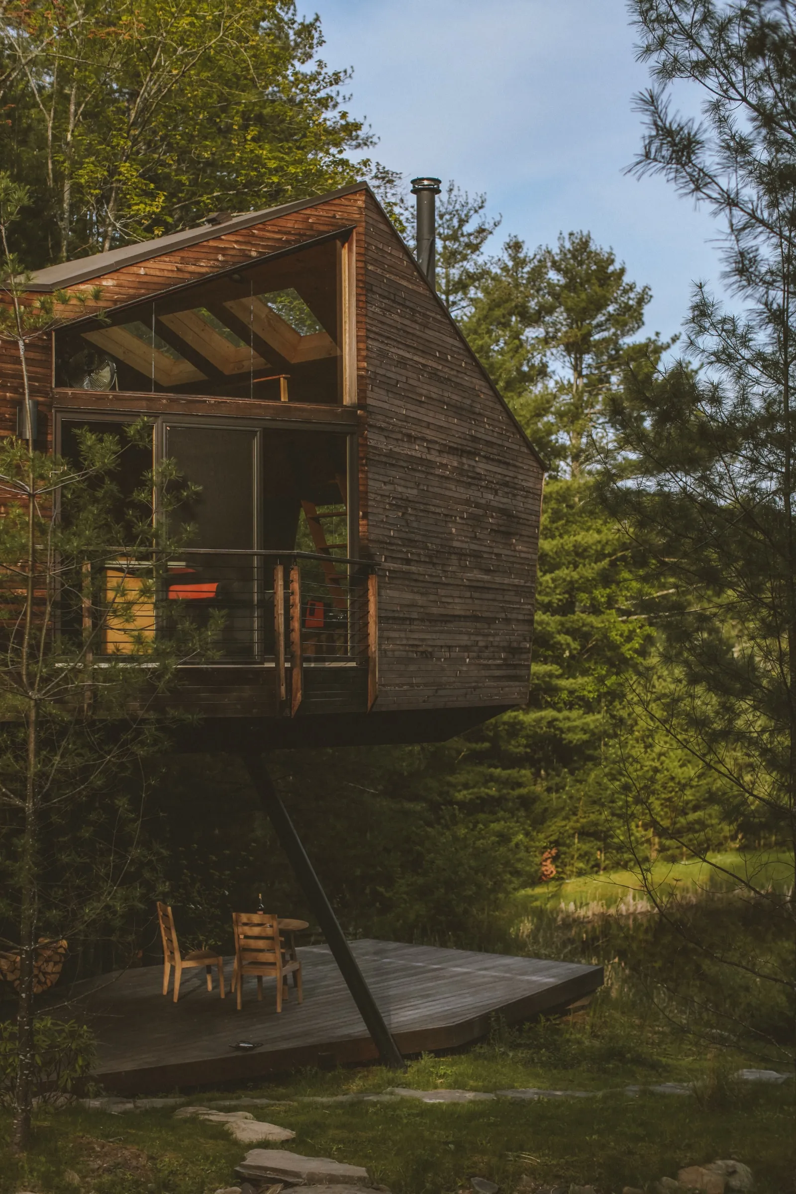 Cedar-clad exterior architectural detail